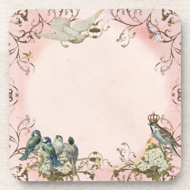Posavasos Aves de Woodland Encantadas Dove Swirl Personaliza (Frente)