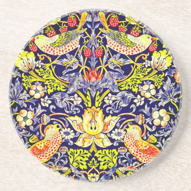 Posavasos Aves del ladrón de fresas William Morris (Frente)