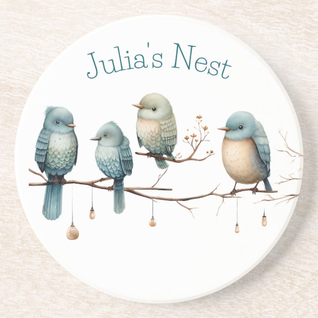 Posavasos Aves extravagantes en ramas Elegancia intemporal (Frente)