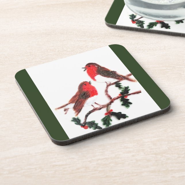 Posavasos Aves festivas, Robin Holly (Lado Izquierdo)