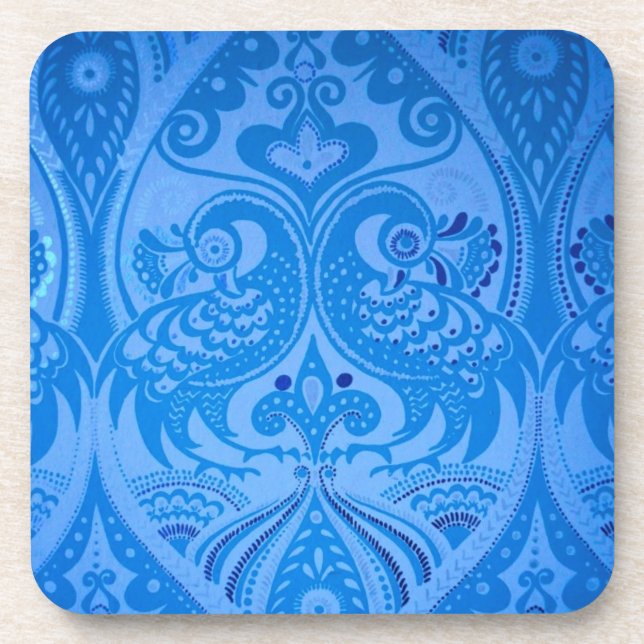 Posavasos Aves pavos reales orientales azules (Frente)