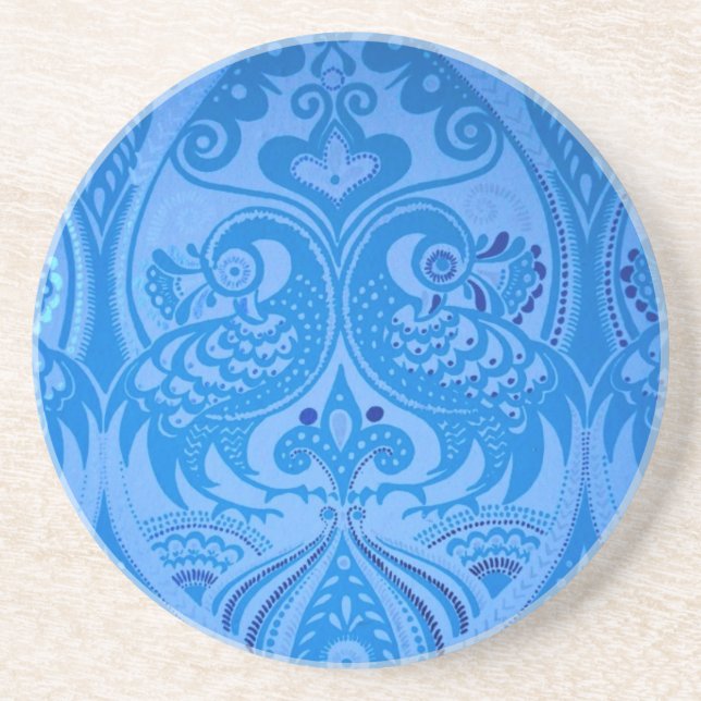 Posavasos Aves pavos reales orientales azules (Frente)