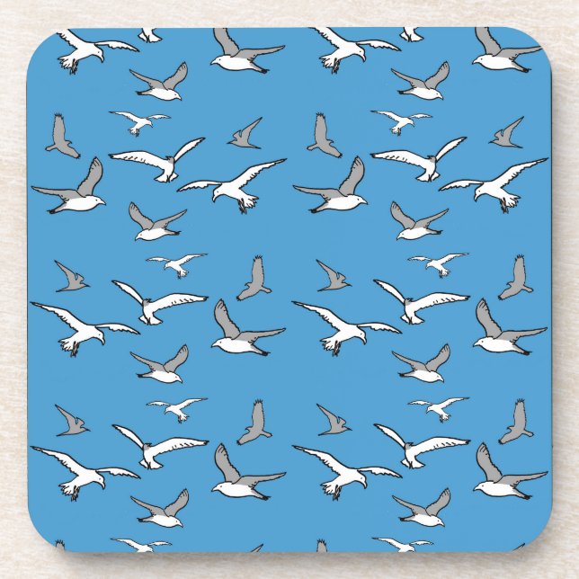 Posavasos Aves voladoras - una bandada de gaviotas (Frente)