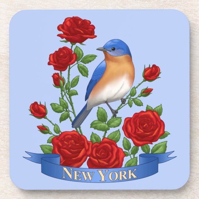 Posavasos Aves y flores del estado de Nueva York (Frente)