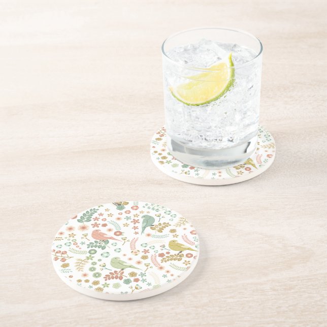 Posavasos Aves y ramas de Shabby White (Lado)