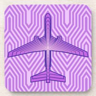 Posavasos Avión Art Decó, violeta morada y lavanda