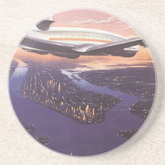 Posavasos Avión de época sobre el río Hudson, Nueva York (Frente)