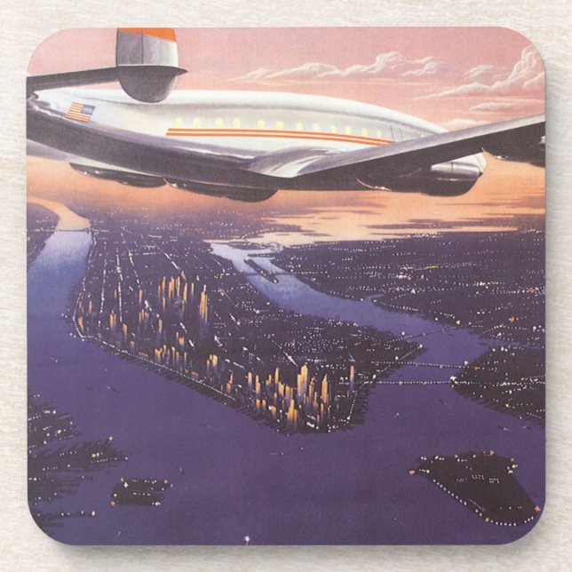Posavasos Avión de época sobre el río Hudson, Nueva York (Frente)