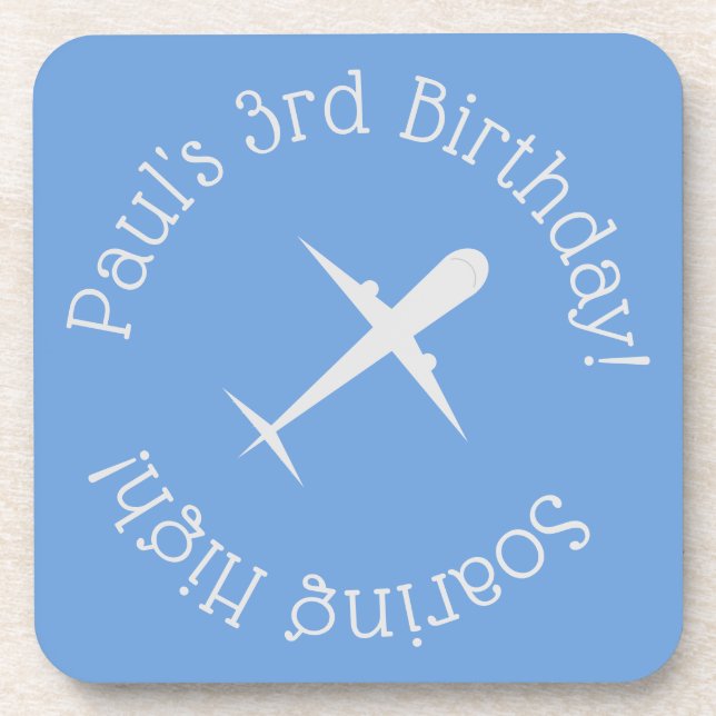 Posavasos Avión personalizado en azul (Frente)