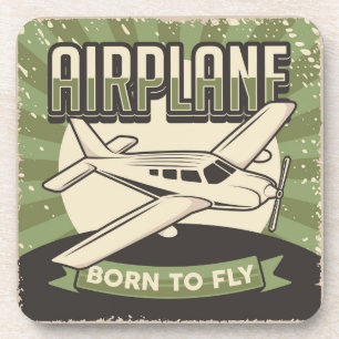 Posavasos Avión verde de aviación de época