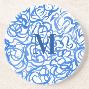 Posavasos Azul Blanco Único Acuarela Swirls Bebida Coca