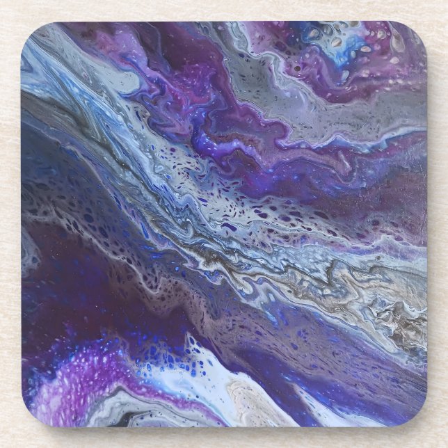 Posavasos Azul Celeste y Abstracto Púrpura (Frente)