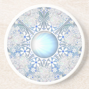 Posavasos Azul de encaje cerámico y copo de nieve
