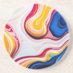Posavasos Azul de moda rosa mármol falso blanco amarillo