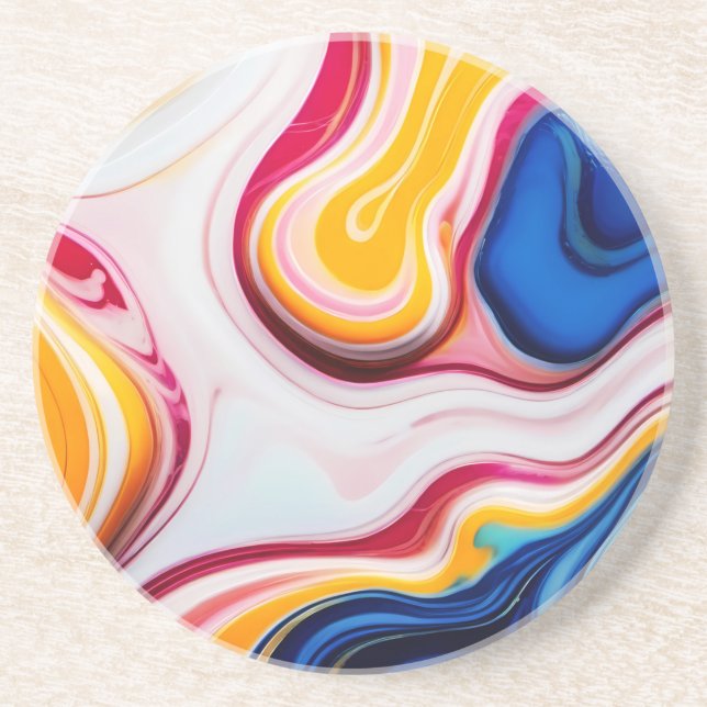 Posavasos Azul de moda rosa mármol falso blanco amarillo (Frente)