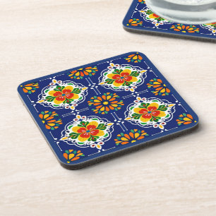 Posavasos Azul Flor Mosaico