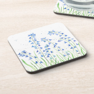 Posavasos Azul Flores salvajes azul acuarela Naturaleza Arte