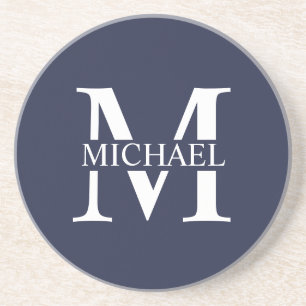 Posavasos Azul Marino Personalizado con Monograma y Nombre