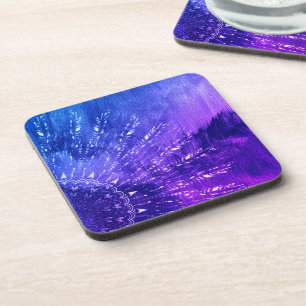 Posavasos Azul morado Mandala nubes Boho Bohemian