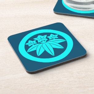 Posavasos Azul oriental Kamakura Minamoto Japón Vector Mon