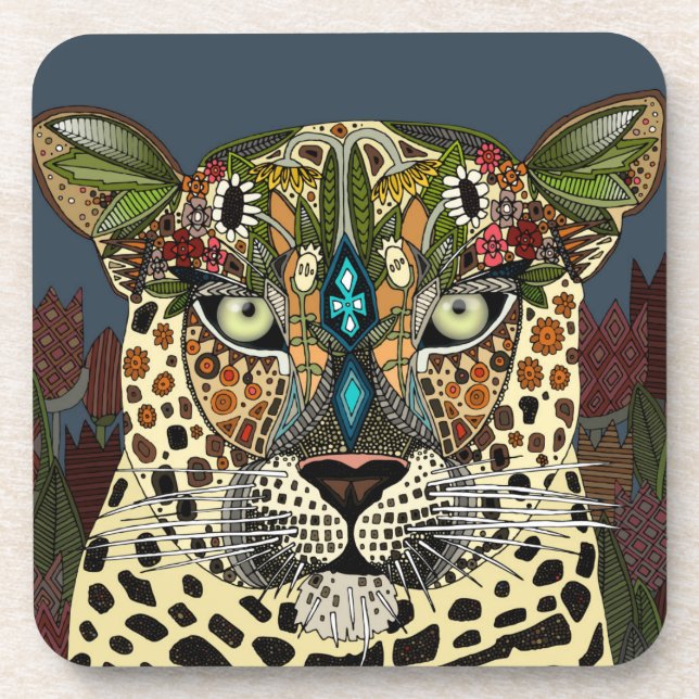Posavasos azul reina leopardo (Frente)