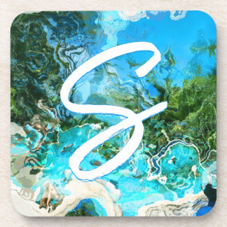 Posavasos Azul tropical turquesa oceánico y crema verde de a