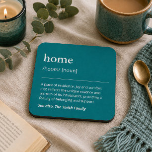 Posavasos Azul Turquesa Nombre de Familia Personalizado Mode