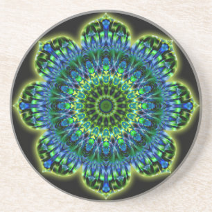 Posavasos azul verde Mandala   negro
