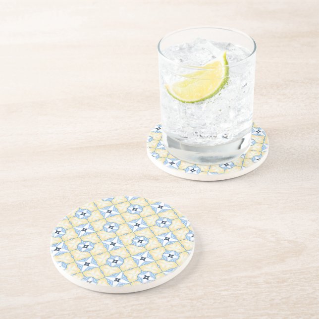 Posavasos Azulejo amarillo y azul (Lado)
