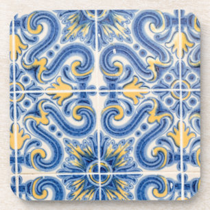 Posavasos Azulejo azul y amarillo, Portugal