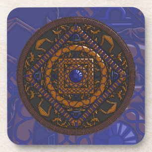 Posavasos Azulejo cuadrado de mandala de Libra
