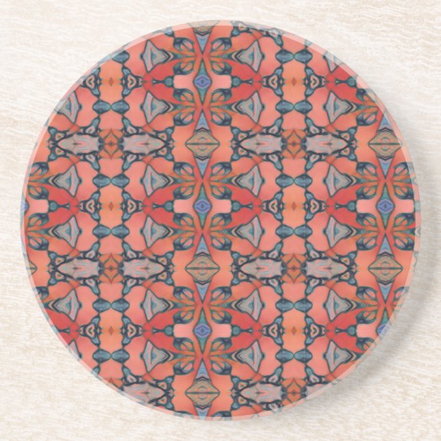Posavasos azulejo de cerámica geométrica rosa rosa rosada de (Frente)