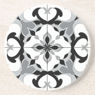 Posavasos Azulejo de estilo español en blanco y negro