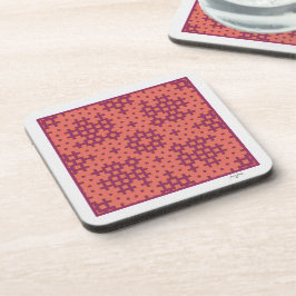 Posavasos azulejo geométrico salmón y fucsia Hitomezashi