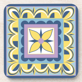 Posavasos Azulejo Mexicano Talavera Amarillo y Azul