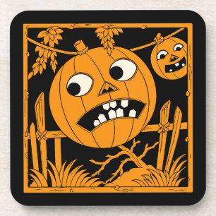 Posavasos Azulejo vintage de Jack O'Lantern de Halloween