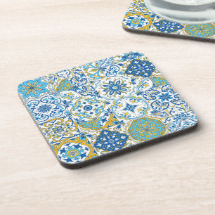 Posavasos Azulejos en azul y amarillo