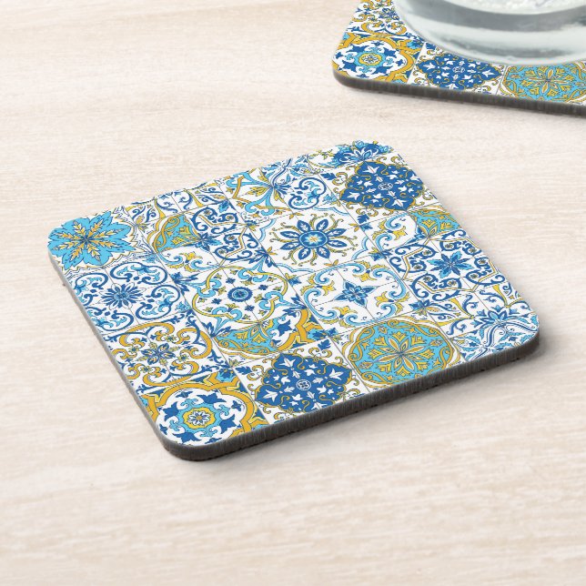 Posavasos Azulejos en azul y amarillo (Lado Izquierdo)
