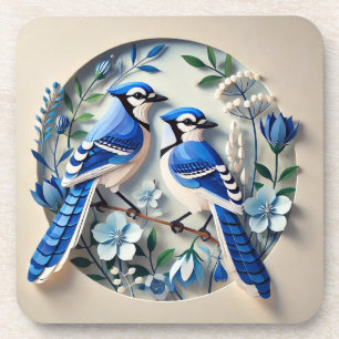 Posavasos Azulejos estilizados en medio de papel botánico de