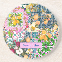 azulejos florales de cítricos sicilianos de color