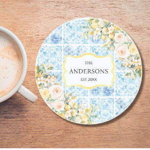 Posavasos Azulejos Mediterráneos Flor Limón Nombre de Famili