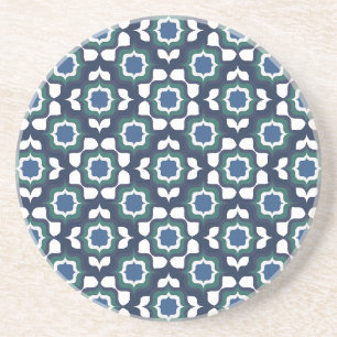 Posavasos Azulejos Mediterráneos Retro Azul Marino Blanco