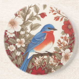 Posavasos Azulillo Oriental Hermoso Floral Rojo