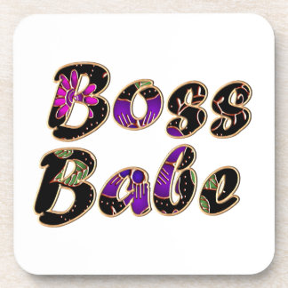Posavasos Babe de jefe en floral negra