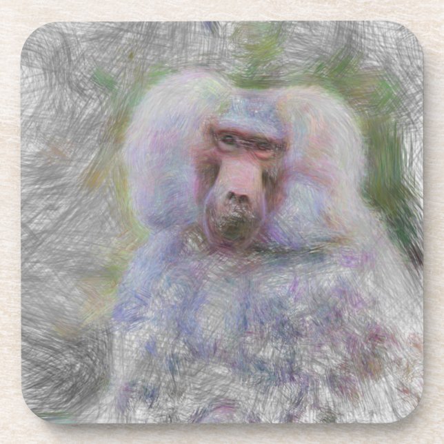 Posavasos babuena animal artística (Frente)