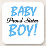 Posavasos Baby Boy Orgulloso Sister Gifts<br><div class="desc">¡La orgullosa nueva hermana de un hermano bebé que quiere anunciarlo al mundo con cajas de sake Baby Boy Orud Sister,  baldosas,  cuadernos,  ornamentos,  pegatinas,  tarjetas y más!</div>