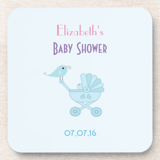 Posavasos Baby Shower Baby and Mommy Bluebirds (Frente)