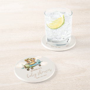 Posavasos Baby Shower del avión piloto para bebés con oseos