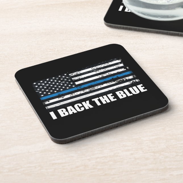 Posavasos Back the Blue Thin blue line USA Flag MAGA WWG1WA (Lado Izquierdo)