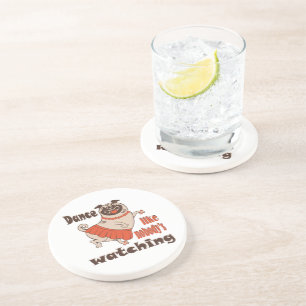 Posavasos Baila como nadie ve a la chica Pug Dog